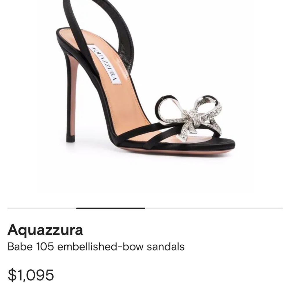 Aquazzura Black Sandals with Silver Bow